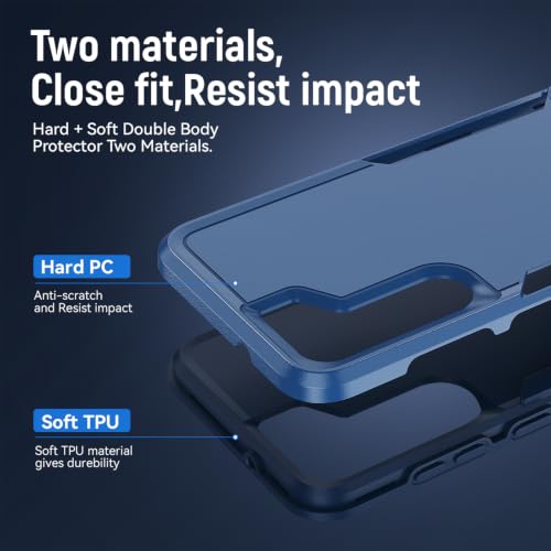 for Samsung Galaxy S23 Case with HD Screen Protector, Dual Layer Military Grade Drop Tested, Heavy Duty Rugged Shockproof Non-Slip Outdoor Protective Cover, Blue - color: Blue