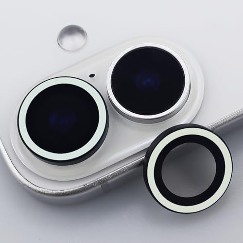 BONVAN for iPhone 17 Camera Lens Protector Glow in the Dark Tempered Glass Screen Accessories Luminous Lens Cover (2PCS) (White) - color: White