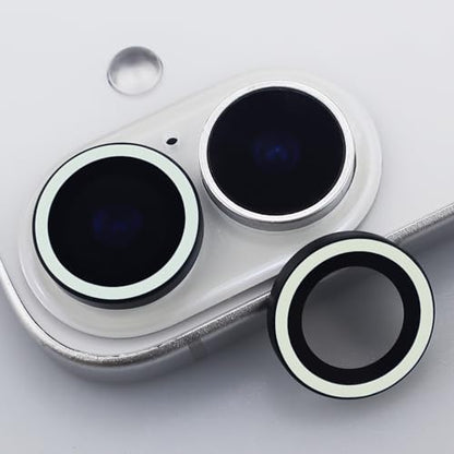 BONVAN for iPhone 17 Camera Lens Protector Glow in the Dark Tempered Glass Screen Accessories Luminous Lens Cover (2PCS) (White) - color: White