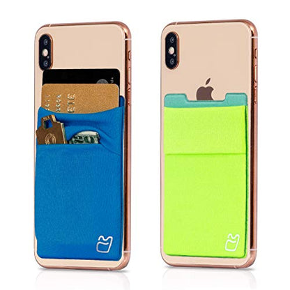 Wallet | Card and Money Holder for Cell Phone | Sticks On Case (Dark Blue & Neon Green) - color: Dark Blue & Neon Green