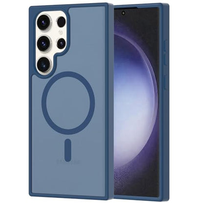for Samsung Galaxy S23 Ultra Case Magnetic, Compatible with Magsafe 6.8 Inches Slim Fit Heavy Duty Protection Wireless Charging Lightweight Shockproof Anti-Slip Protective Phone Cover, Blue - color: Blue Magnetic