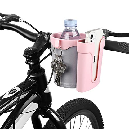 Accmor 3-in-1 Bike Cup Holder with Cell Phone Keys Holder, Bike Water Bottle Holders, Universal Bar Drink Cup Can Holder for Bicycles, Motorcycles, Scooters, Grey Pink - color: Grey Pink