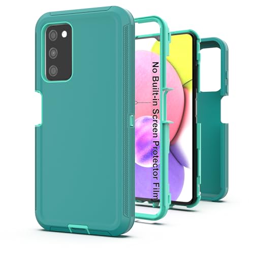 for Samsung Galaxy A03S Case, Heavy Duty Protective Case with [3 in 1] Rugged Rubber Shockproof Protection Cover for Galaxy A03S(Blue/Azure) - color: Blue/Azure
