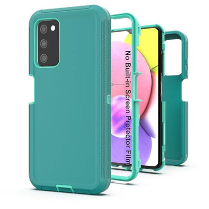 for Samsung Galaxy A03S Case, Heavy Duty Protective Case with [3 in 1] Rugged Rubber Shockproof Protection Cover for Galaxy A03S(Blue/Azure) - color: Blue/Azure
