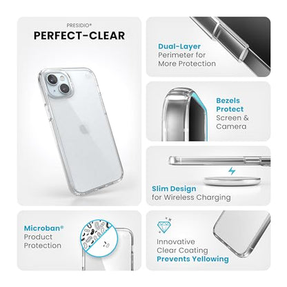 Speck Clear iPhone 14 Pro Case - Drop Protection, Scratch Resistant Dual Layer Slim Phone Case for 6.1 Inch iPhones 14 Pro - MagSafe Compatible - Anti-Yellowing - Presidio Perfect - Clear - color: Clear