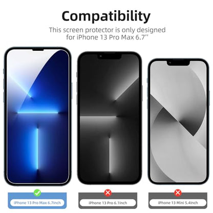 NEW'C 4 Pack, 2 Pack for iPhone 13 Pro Max Screen Protector + 2 Pack Camera Lens Protector, Sensor Protection,Case Friendly Tempered Glass Film - size: 13 Pro Max 6.7 inches