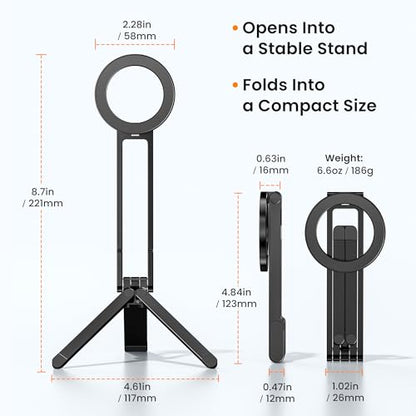 Itramax Magnetic Phone Tripod Stand,Foldable Pocket Phone Mount for MagSafe - color: Black