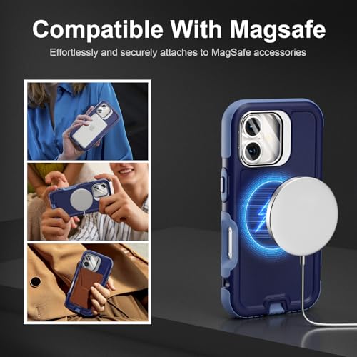 Follaroma Magnetic for iPhone 17 Case with Camera Stand, Blue-Purple, 6.3" | Built-in Glass Camera Cover,Compatible with MagSafe,Heavy Duty Shockproof Protective,Military-Grade Anti-DropDual Layer Cover - color: Blue-Purple, size: iPhone 17 6.3''