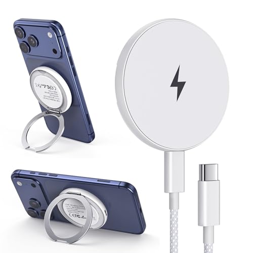 Getop 2 in 1 for MagSafe Magnetic Wireless Charger Pad & Stand for iPhone 12-17(All Series) with 6.6Ft USB-C Woven Charging Cable
