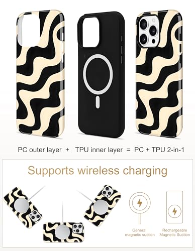 Jusy Magnetic Zebra Phone Case for iPhone 17 Pro Max,Beige Curve | Compatible with MagSafe, Cute Aesthetic Zebra Design, TPU and PC Protective Shockproof Cover - color: Beige Curve