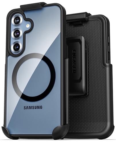 Encased SlimShield for Samsung Galaxy S25 Case with Belt Clip (Compatible with MagSafe Qi2) Slim Magnetic Holster Case (Clear) - color: Clear, size: S25