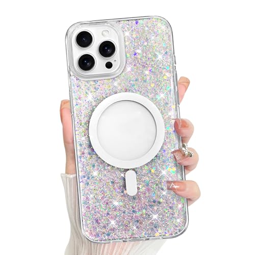 Bonoma for iPhone 12 Pro Max Case Bling Glitter Crystal -Sparkly Glitter | Sparkly Back, Magnetic Support for MagSafe Shockproof, and Clear High-Duty Protection for Girls Women - color: Sparkly Glitter, size: iPhone 12 Pro Max