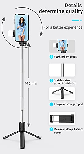 XIHAMA Selfie Stick Tripod with Light,3 in 1 Extendable Selfie Stick with Wireless Remote,Portable Phone Tripod Stand Compatible with iPhone 16 15 14,Samsung Smartphone and More - color: White+Light