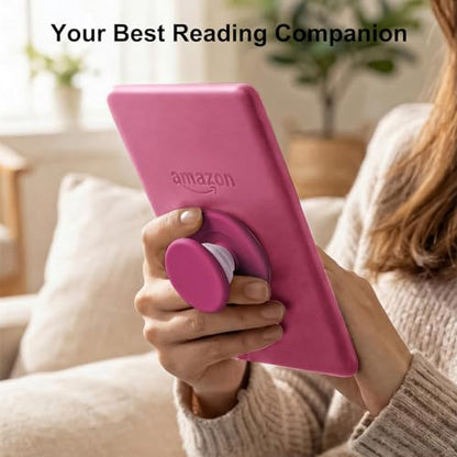 MOROCK Grip for Kindle with Kickstand and Magnetic Stand, Soft Silicone Magnetic Finger Grip for Kindle, iPhone and Smartphone, Cute Magnetic eReaders Holder, Raspberry - color: Raspberry