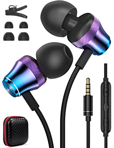 Wired Earbuds for Chromebook Laptop PC,3.5mm in Ear Headphones for Kindle - color: Purple Blue