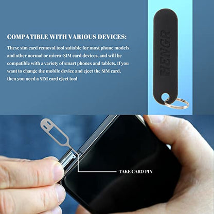 6Pcs SIM Card Removal Tool-Sim Card Tray Pin Eject Removal Tool Needle Opener Ejector,with Removable Key Chain,Black, 500169860A3