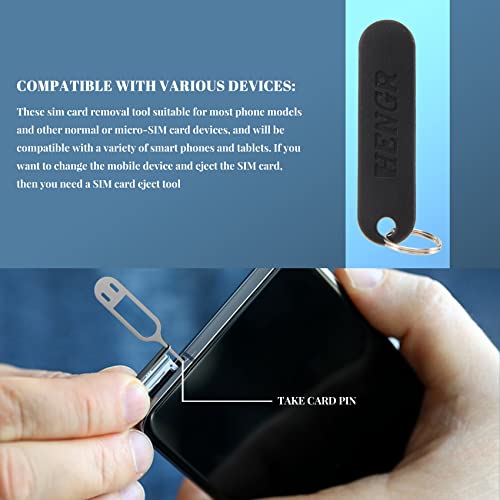 6Pcs SIM Card Removal Tool-Sim Card Tray Pin Eject Removal Tool Needle Opener Ejector,with Removable Key Chain,Black, 500169860A3