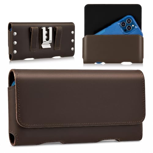 Gcepls Genuine Leather Phone Holster with Heavy Duty Metal Belt Clip & Magnetic Closure Compatible with iPhone 17/16/15/14/13/12 Pro,Galaxy S26/S25/S24/S23/S22/S21/S20 M-OliveGreen - color: Olive Green, size: Medium (6.3x3.35x0.7”)