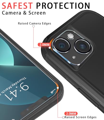 Diverbox for iPhone 13 Case [Shockproof] [Dropproof] [with Screen Protector ] 3in1 Heavy Duty Protection Phone Case Cover for Apple iPhone 13 (High Gloss Black) - color: High Gloss Black