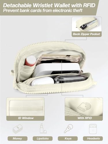 Tiostep Clip and Go Strap for Phone with Wallet Crossbody Phone Lanyard Adjustable and Detachable RFID Wristlet Wallet (Beige, Medium) - color: Beige, size: Medium