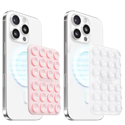 Klearlook 2Pack Magnetic Suction Phone Mount for MagSafe, Light Pink & Transparent - color: Light Pink & Transparent