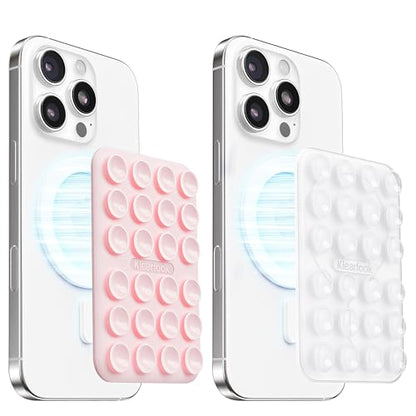 Klearlook 2Pack Magnetic Suction Phone Mount for MagSafe, Light Pink & Transparent - color: Light Pink & Transparent