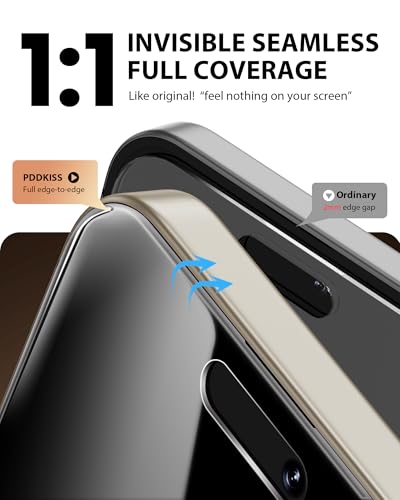 PDDKISS 2 Pack Privacy Screen Protector for iPhone 15 Pro - size: for iPhone 15 Pro - 6.1 inch