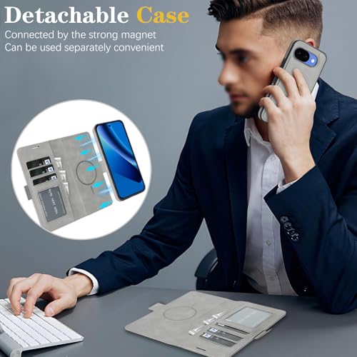 for Google Pixel 10a Wallet Case Compatible with Magsafe, 2 in 1 Leather Flip 3 Card Holder Magnetic Detachable Cover Q1 (Green, Google Pixel 10a) - color: Green, size: Google Pixel 10a