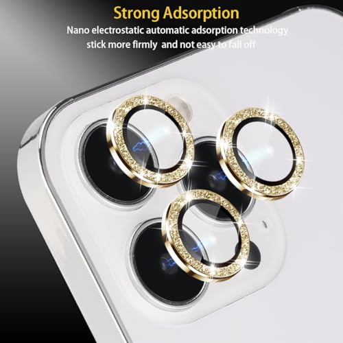 Camera Lens Protector for iPhone 16 Pro/16 Pro Max, Glitter Gold - color: Glitter Gold