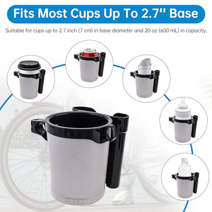 3-in-1 Universal Bike Cup Holder with Cell Phone Case Keys Hook, Black Gray - color: black gray