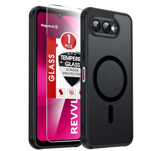 LeYi Compatible for Revvl-8 Phone Case Strong Magnetic Translucent, Black | Revvl 8 Case [𝐍𝐨𝐭 𝐅𝐢𝐭 𝟖 𝐏𝐫𝐨] with Screen Protector, Tmobile Cell Phones Revvl8 Frosted Funda Para T-Mobile Revel 8 - color: Black, size: T-Mobile Revvl 8 (6.5 Inch)