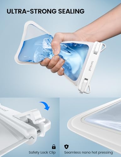 Lamicall Double Pocket Waterproof Phone Pouch, IPX8 Water proof Dry Bag | Privacy Storage for Card & Key, Cruise Ship, Beach Essentials for iPhone 17 16 15 14 13 Pro Max, White - color: White