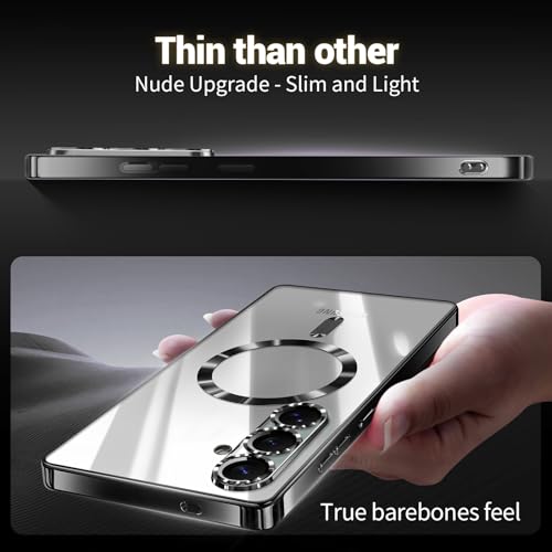 Hurgoer for Samsung Galaxy S25 Plus Case.Soft TPU Electroplated Frame Cover with Clear Back.Drop Tested Protective Full Body S24 Plus Case.Thin Light Slim【Not Magsafe】 (Black, S25/S24 Plus) - color: Black, size: S25/S24 Plus
