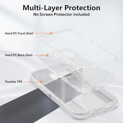TUTUKII for iPhone 16e&17e Case Clear | Heavy Duty Shockproof, Anti-Drop, Anti-Yellow,Triple-Layer Transparent Protective Phone Cover, 6.1" - color: Clear, size: iPhone 16e & 17e 6.1"