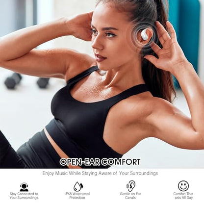 Open Ear Headphones, Bluetooth 5.4 Wireless Earbuds, White