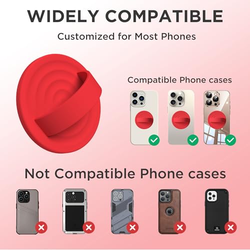 Upgraded Magnetic Phone Grip, Liquid Silicone Soft and Portable, Removable Finger Loop Ring Grip Holder for iPhone, Strong Magnetic Attraction, Compatible with MagSafe Phone Case, Red - color: Red