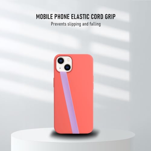 Stretchable Silicone Phone Grip - Elastic Finger Strap Holder for iPhone & Android - Anti-Slip Phone Loop with Wireless Charging Support - Black (Compatible with Most Smartphones)