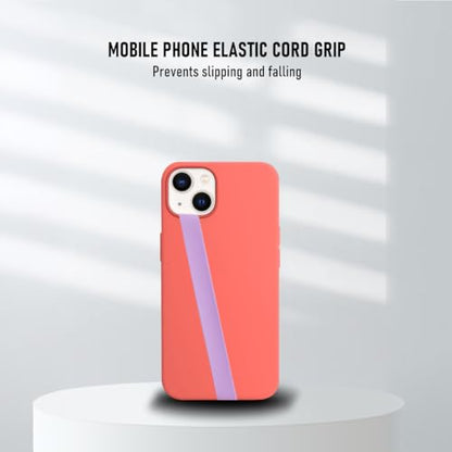 Stretchable Silicone Phone Grip - Elastic Finger Strap Holder for iPhone & Android - Anti-Slip Phone Loop with Wireless Charging Support - Black (Compatible with Most Smartphones)