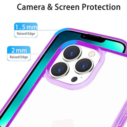 JJGoo Compatiable with iPhone 13 Pro max Case Clear, Transparent Shockproof Phone Case, Slim Anti-Scratch Hard PC Back Protective Cover Bumper, Transparent Purple - color: Transparent Purple