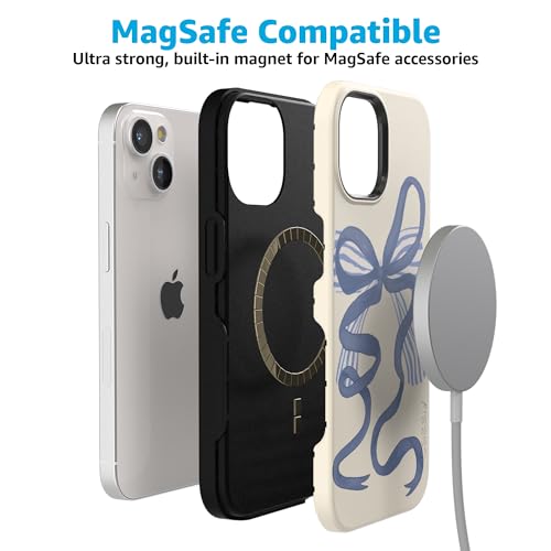Casely iPhone 15 Plus Case | Heartstrings | Blue Bow | Bold Protective Design | Compatible with MagSafe - color: Heartstrings | Blue Bow