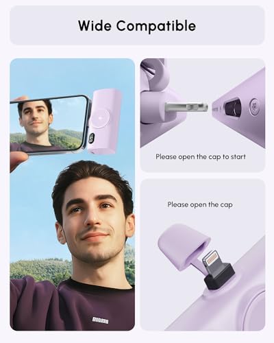 Little Portable Charger Battery Pack for IPhone,Tiny Power Phone Bank 5000mah Compatible with iPhone 14/14plus/14pro/14 pro max/13 pro max/13 pro/13 mini/13 pro max/12/12 mini/12 pro/12 pro max-Purple - color: Purple