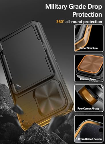 Vihibii for iPhone 15 Pro Case Wallet with Card Holder (4 Cards), Black | Slide Camera Cover, Kickstand, Military Grade Drop Protection, Rugged Hard Back, Silicone Edge Wallet Phone Case, 2023, Black - color: Black, size: iPhone 15 Pro