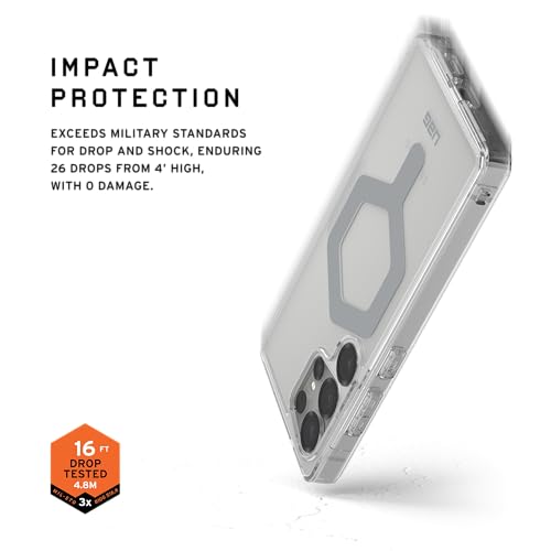 URBAN ARMOR GEAR UAG Designed for Samsung Galaxy S25 Ultra Case 6.9" Plyo Pro - Compatible with Magnetic Charging Transparent Rugged Military Drop Tested Protective Cover, Ice/Silver - color: Plyo Pro - Ice/Silver
