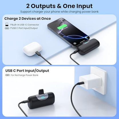 Mini Portable Charger for iPhone 17/16/15 Series,Upgraded 5500mAh PD Fast Charging USB-C Power Bank,Travel Pocket Size Portable Phone Charger for iPhone17/17Pro/17Pro Max/Air/16/15,Samsung,Android etc