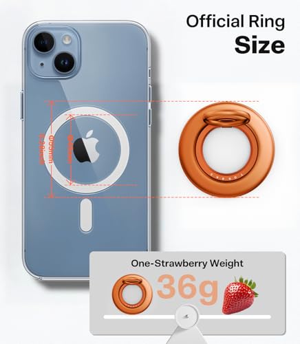 TORRAS 2025 Flagship 360 Magnetic Phone Grip Ring Holder Kickstand, Orange - color: Orange