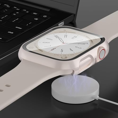 6-Pack Case Compatible with Apple Watch 44mm Series SE 3(2025)/SE 2/SE/6/5/4 with Tempered Glass Screen Protector, QCKANLJ Ultra-Thin Hard PC Full Protective Face Cover Bumper for iWatch 44 mm - color: Black/Transparent/Pink/White/Starlight/Rose Gold, siz