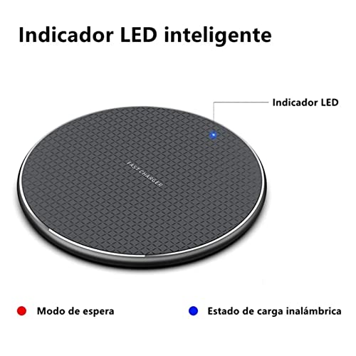 Wireless Charger 15W Fast Charging Pad, QiCertified Wireless Phone Charging Station with LED Indicator, Slim Aluminum Alloy Multi Protection for All QiStandard Devices