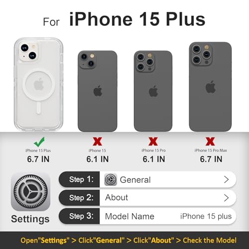 Follaroma Magnetic for iPhone 15 Plus Case, Heavy Duty Phone Cases, Clear | Compatible with MagSafe, Heavy Duty Shock proof Protection, Military-Grade Anti-Drop, Dual Layer Transparent Protective Cover - color: Clear, size: iPhone 15 Plus 6.7''