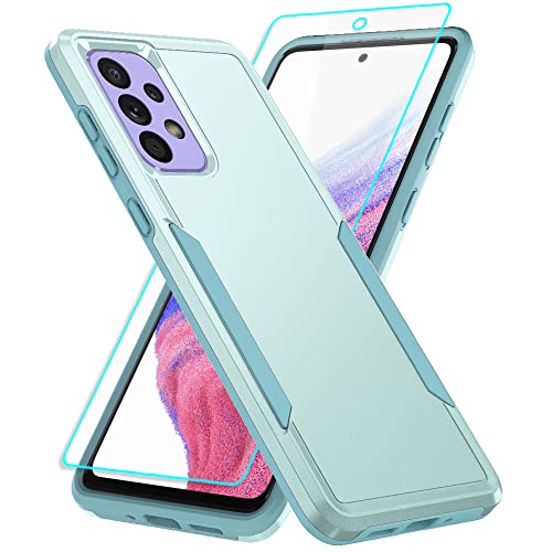 Samsung Galaxy A53 5G Case, Full Body Protection Durable Rubber Cover with Screen Protector, Mint - color: 2 Mint