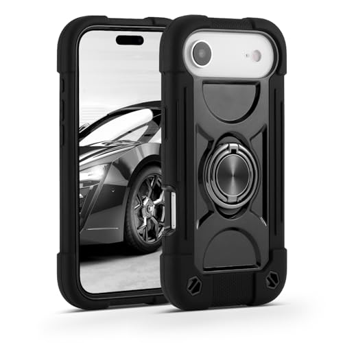 MARKILL Compatible with iPhone Air Case 6.5 Inch 2025 with 360 Degree Rotate Ring Stand, Military Grade Drop Protection Full Body Rugged Protective Case Kids Black - color: Black, size: iPhone Air 6.5"